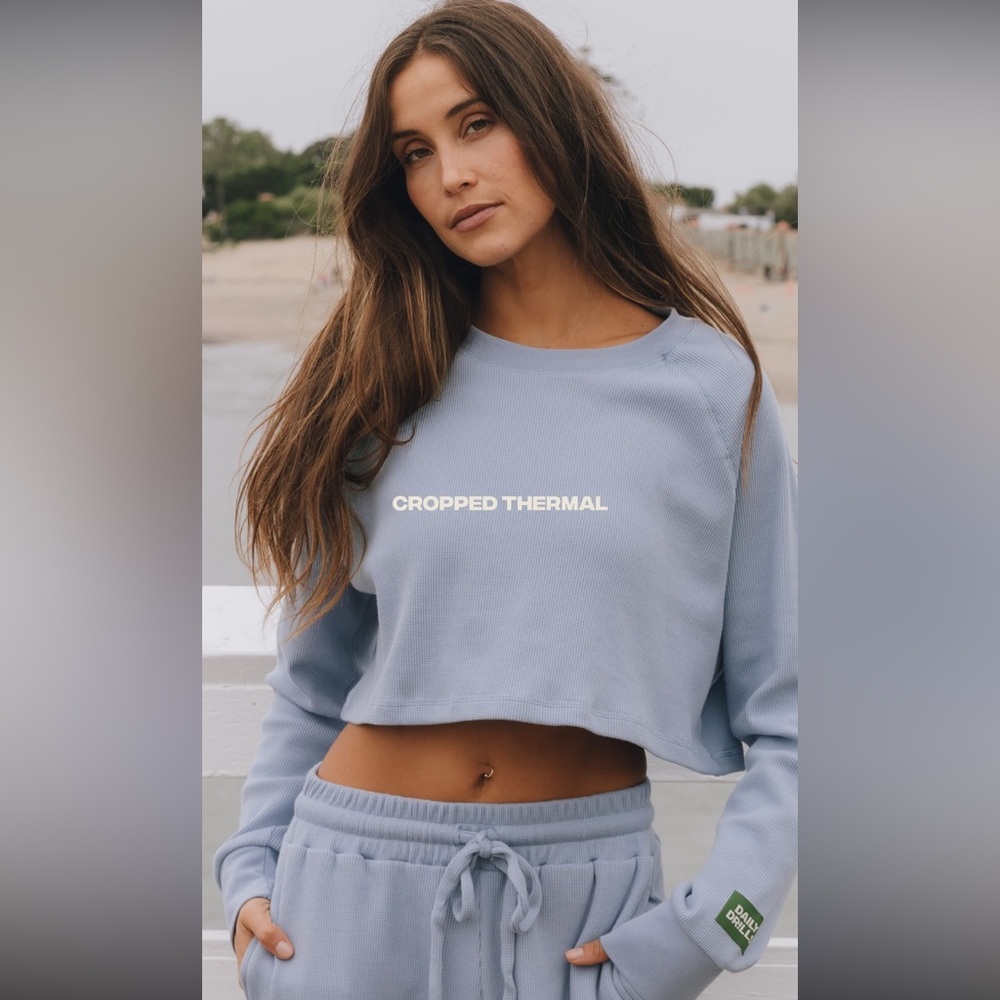 Daily drills cropped thermal in mist / size xs/s